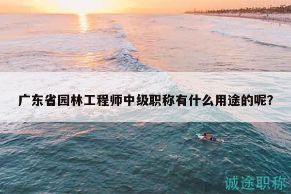 广东省园林工程师中级职称有什么用途的呢？