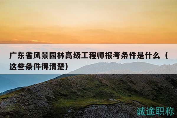 广东省风景园林高级工程师报考条件是什么（这些条件得清楚）