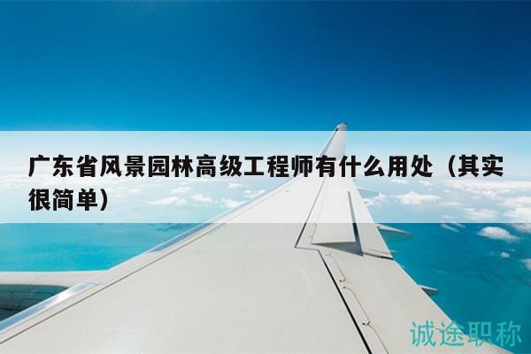 广东省风景园林高级工程师有什么用处（其实很简单）
