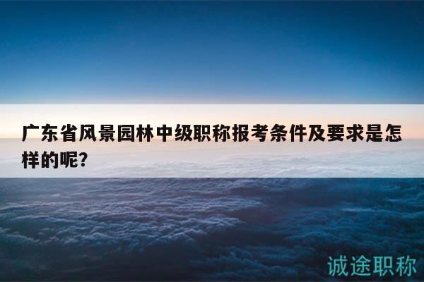 广东省风景园林中级职称报考条件及要求是怎样的呢？