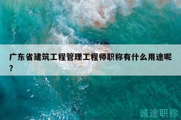 广东省建筑工程管理工程师职称有什么用途呢？