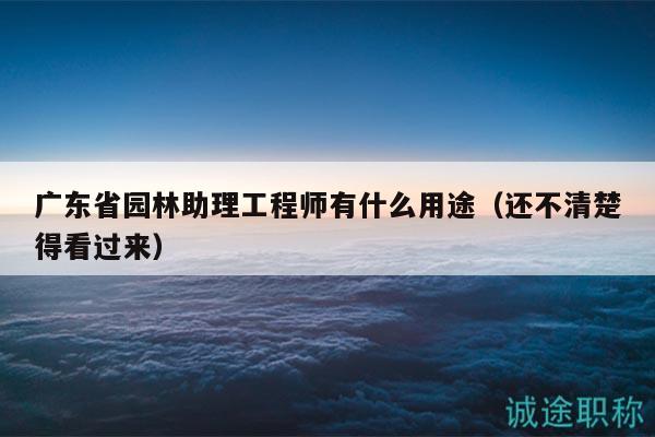 广东省园林助理工程师有什么用途（还不清楚得看过来）