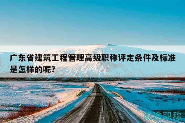 广东省建筑工程管理高级职称评定条件及标准是怎样的呢？