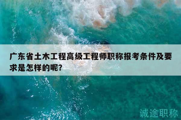 广东省土木工程高级工程师职称报考条件及要求是怎样的呢？