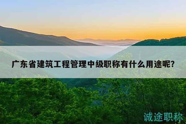 广东省建筑工程管理中级职称有什么用途呢？