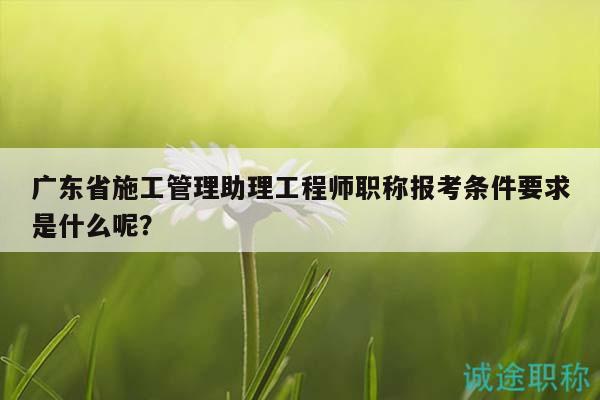 广东省施工管理助理工程师职称报考条件要求是什么呢？