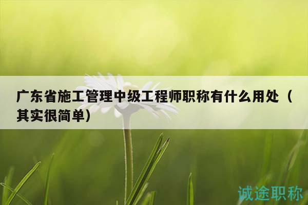 广东省施工管理中级工程师职称有什么用处（其实很简单）