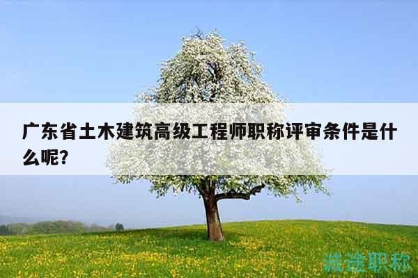广东省土木建筑高级工程师职称评审条件是什么呢？