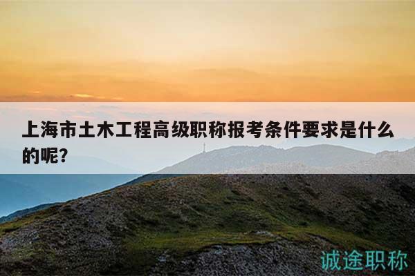 上海市土木工程高级职称报考条件要求是什么的呢？