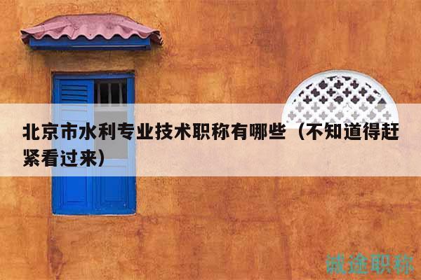 北京市水利专业技术职称有哪些（不知道得赶紧看过来）