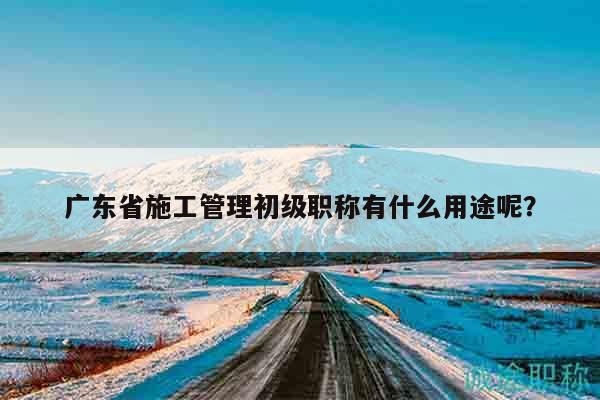 广东省施工管理初级职称有什么用途呢？