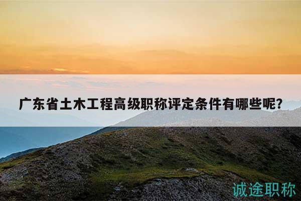 广东省土木工程高级职称评定条件有哪些呢？