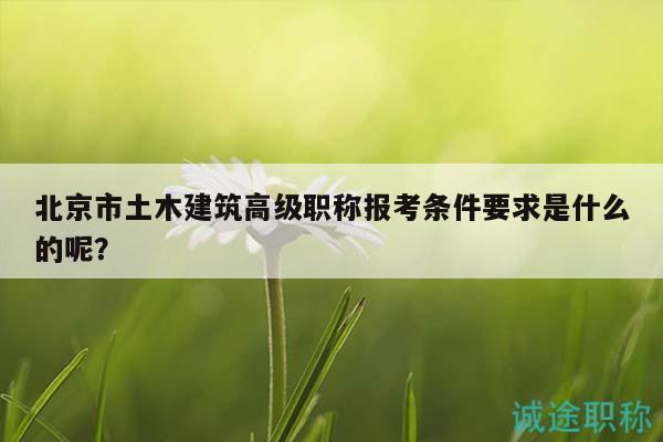 北京市土木建筑高级职称报考条件要求是什么的呢？