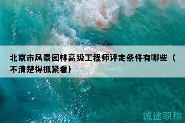 北京市风景园林高级工程师评定条件有哪些（不清楚得抓紧看）