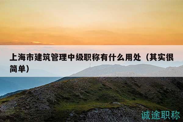 上海市建筑管理中级职称有什么用处（其实很简单）