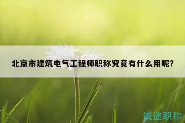 北京市建筑电气工程师职称究竟有什么用呢？