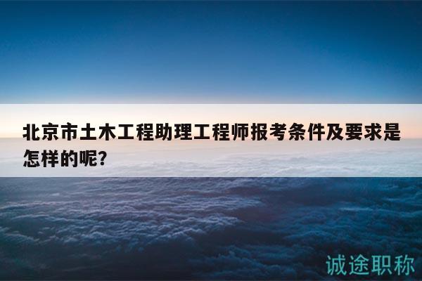 北京市土木工程助理工程师报考条件及要求是怎样的呢？