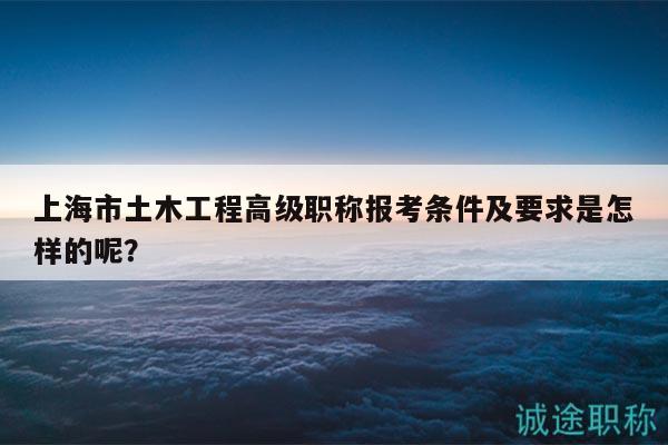 上海市土木工程高级职称报考条件及要求是怎样的呢？