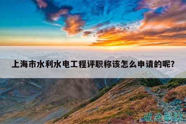 上海市水利水电工程评职称该怎么申请的呢？
