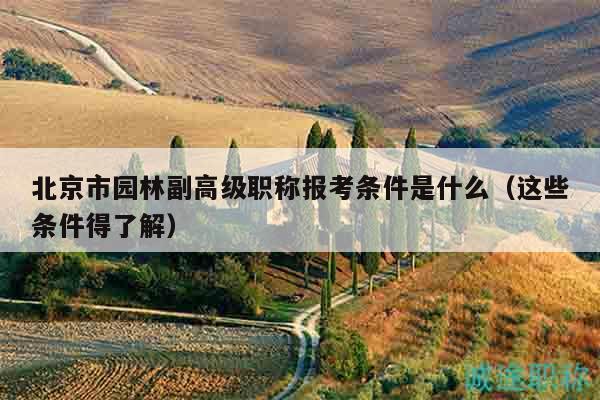 北京市园林副高级职称报考条件是什么（这些条件得了解）