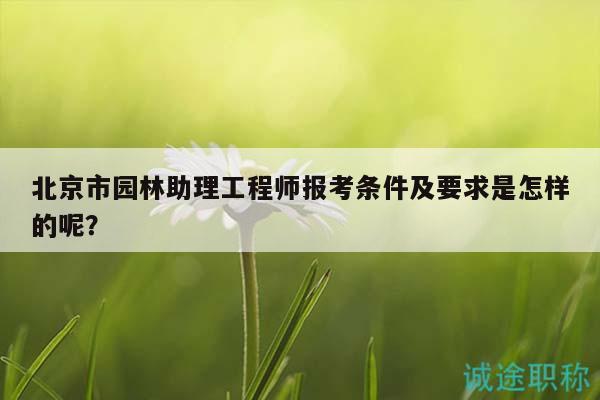 北京市园林助理工程师报考条件及要求是怎样的呢？