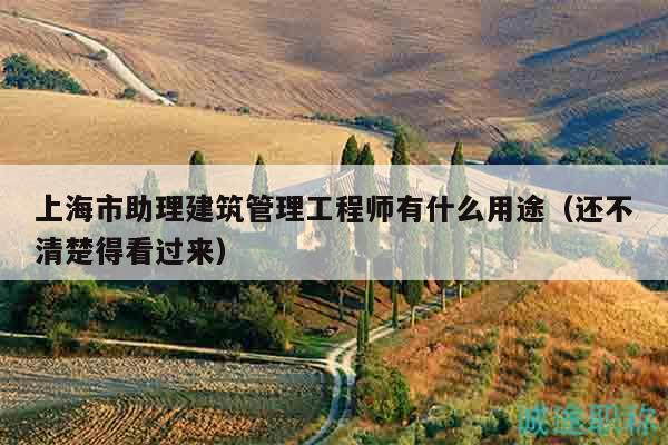 上海市助理建筑管理工程师有什么用途（还不清楚得看过来）