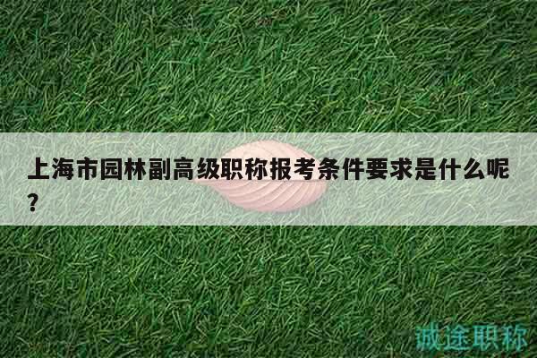 上海市园林副高级职称报考条件要求是什么呢？