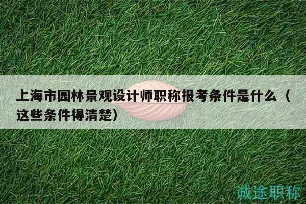 上海市园林景观设计师职称报考条件是什么（这些条件得清楚）