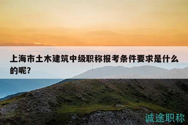 上海市土木建筑中级职称报考条件要求是什么的呢？