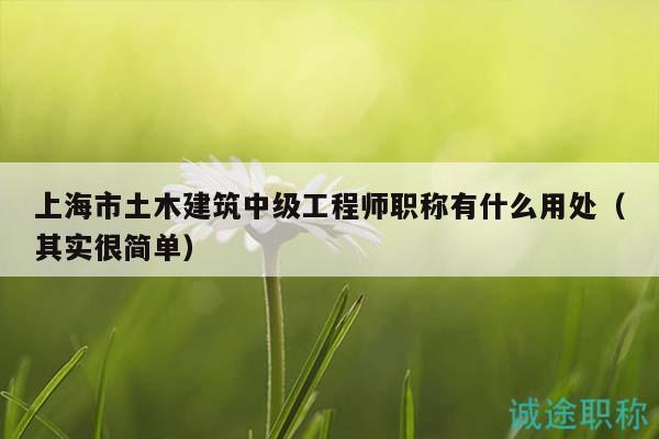 上海市土木建筑中级工程师职称有什么用处（其实很简单）