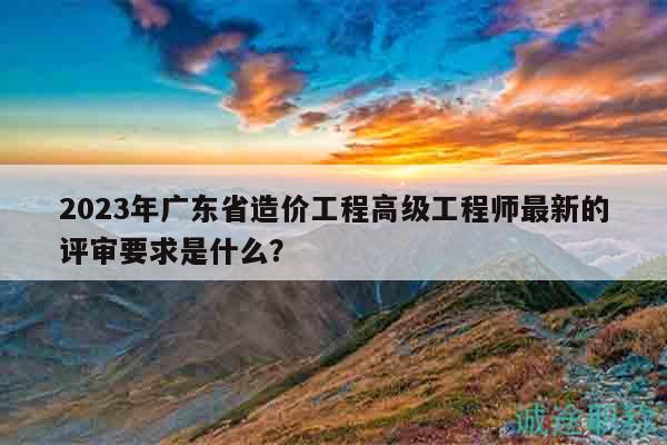 2023年广东省造价工程高级工程师最新的评审要求是什么？