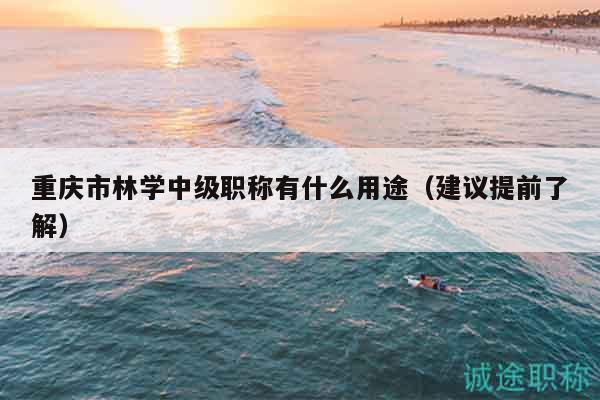 重庆市林学中级职称有什么用途（建议提前了解）