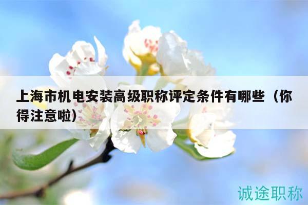 上海市机电安装高级职称评定条件有哪些（你得注意啦）