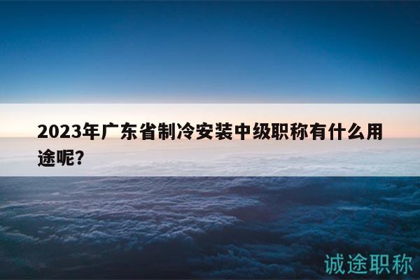 2023年广东省制冷安装中级职称有什么用途呢？