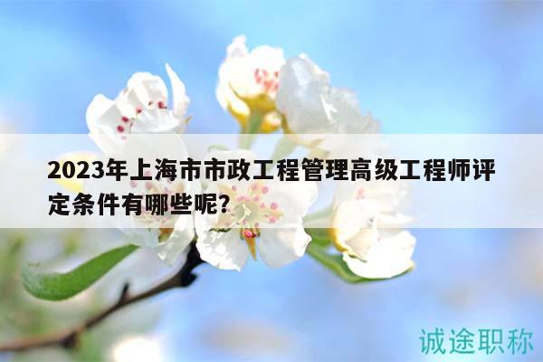 2023年上海市市政工程管理高级工程师评定条件有哪些呢？