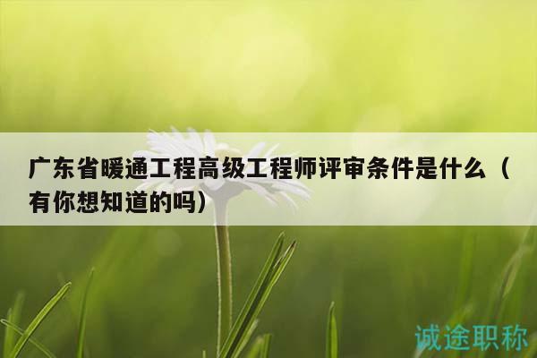 广东省暖通工程高级工程师评审条件是什么（有你想知道的吗）