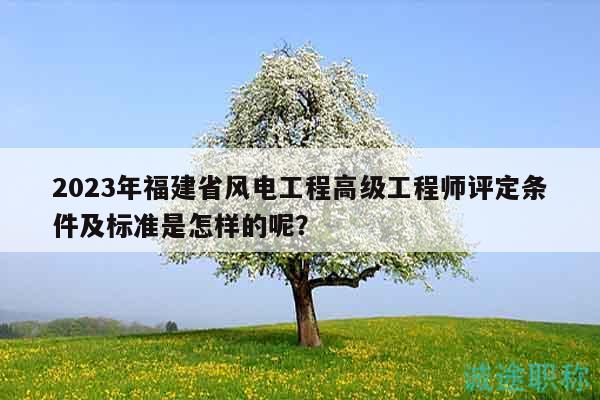 2023年福建省风电工程高级工程师评定条件及标准是怎样的呢？