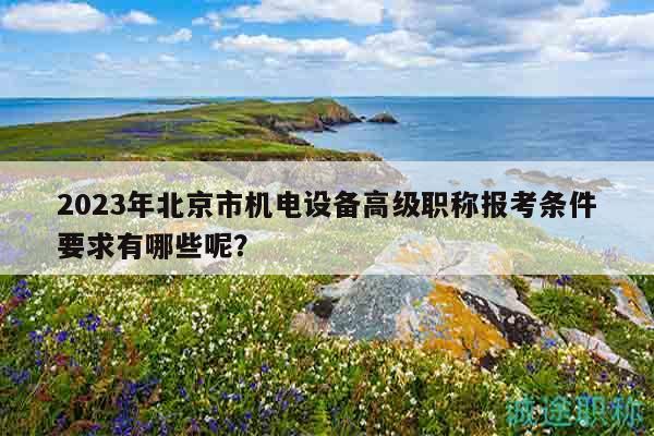 2023年北京市机电设备高级职称报考条件要求有哪些呢？