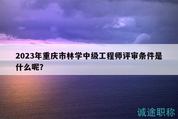 2023年重庆市林学中级工程师评审条件是什么呢？