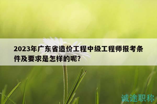 2023年广东省造价工程中级工程师报考条件及要求是怎样的呢？