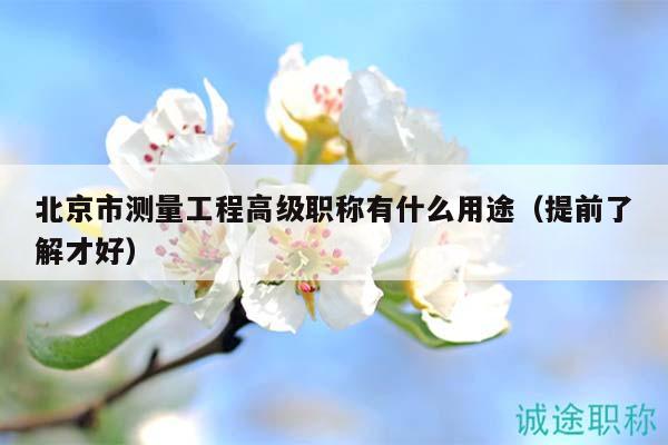 北京市测量工程高级职称有什么用途（提前了解才好）