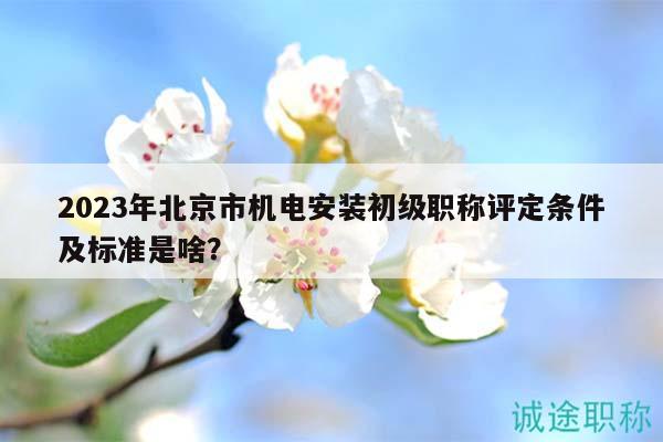 2023年北京市机电安装初级职称评定条件及标准是啥？