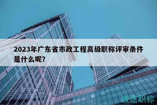 2023年广东省市政工程高级职称评审条件是什么呢？