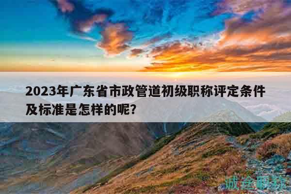 2023年广东省市政管道初级职称评定条件及标准是怎样的呢？