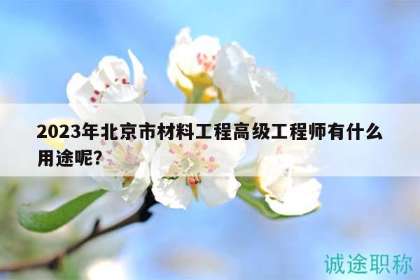 2023年北京市材料工程高级工程师有什么用途呢？