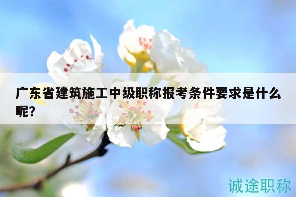 广东省建筑施工中级职称报考条件要求是什么呢？