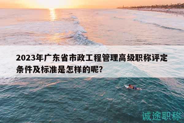 2023年广东省市政工程管理高级职称评定条件及标准是怎样的呢？