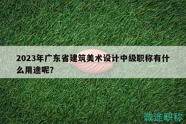 2023年广东省建筑美术设计中级职称有什么用途呢？