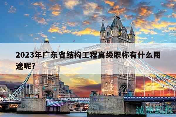 2023年广东省结构工程高级职称有什么用途呢？