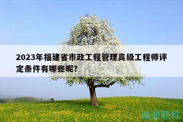2023年福建省市政工程管理高级工程师评定条件有哪些呢？